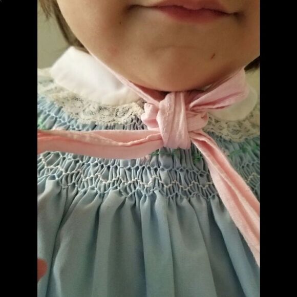 Vintage smocked dress floral mini 60s a line flare - Picture 9 of 10